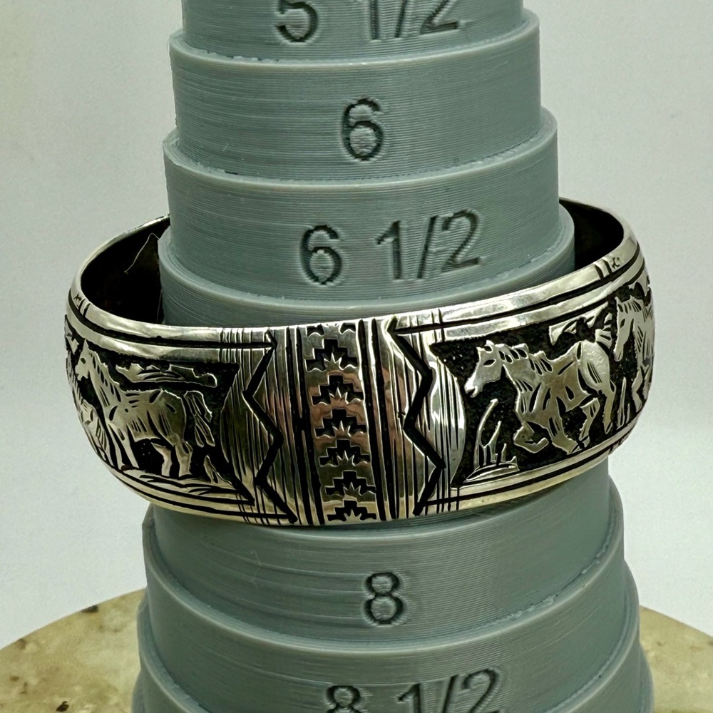 Sterling Silver Horse Motif Cuff Bracelet - Silver - Picture 13 of 16